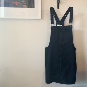 Dark black denim jean Overalls suspender dress